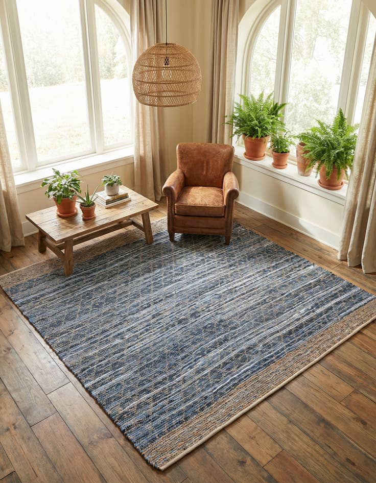 Detail image of 8' x 8'  Hand Woven Chindi Trellis Square Rug