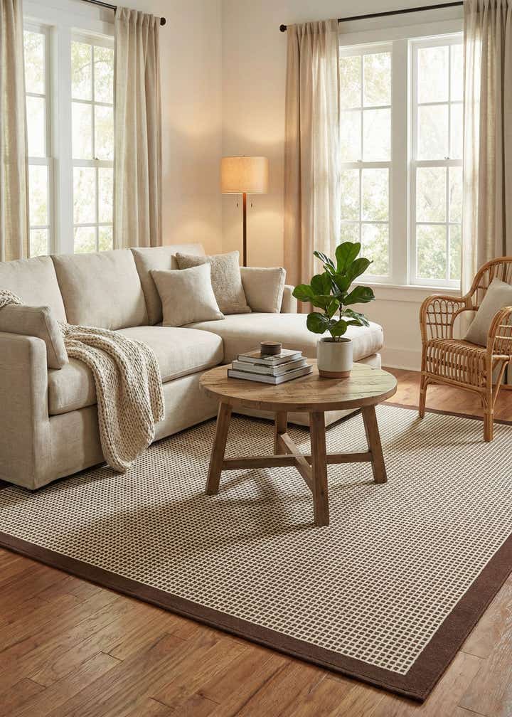 7' 10 x 7' 10 Easy-Clean Border Indoor / Outdoor Square Rug