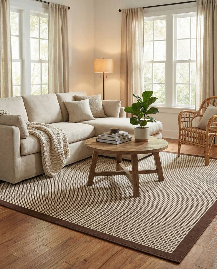 Detail image of 7' 10 x 7' 10 Easy-Clean Border Indoor / Outdoor Square Rug