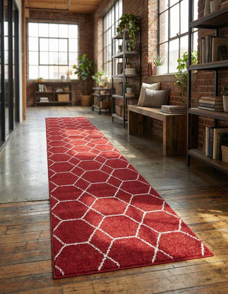 Detail image of 2' x 13' Lattice Frieze Runner Rug