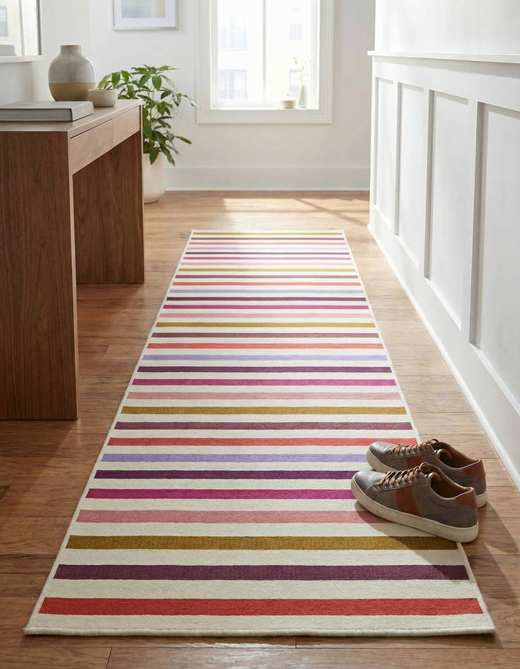 Detail image of 2' 7 x 12' Easy-Clean Striped Indoor / Outdoor Runner Rug