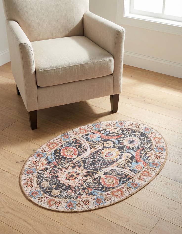 Detail image of 2' x 3' 1 Washable Timeless Oval Rug