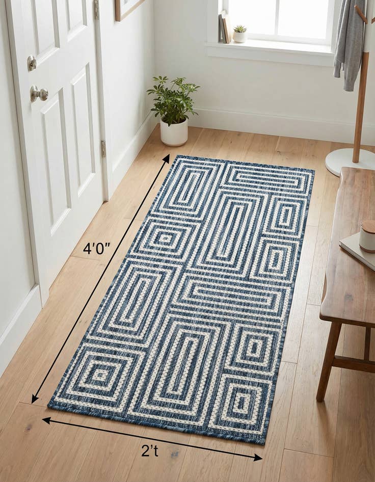 Detail image of  2' x 4'  Washable Modern Indoor / Outdoor Runner Rug