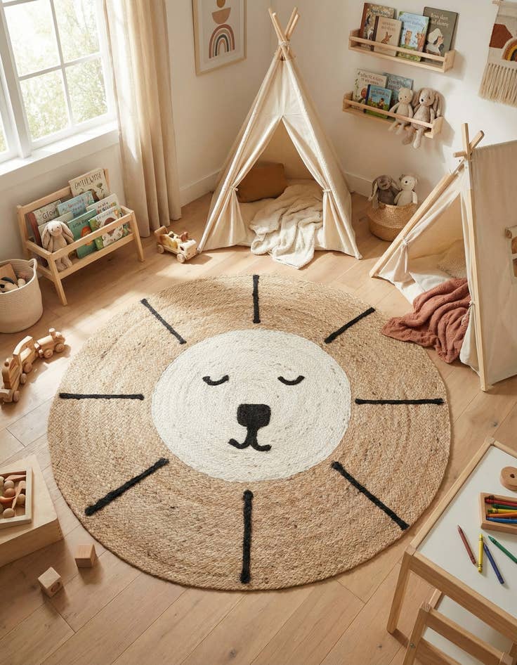 Detail image of 6' 1 x 6' 1 Kids Braided Jute Round Rug