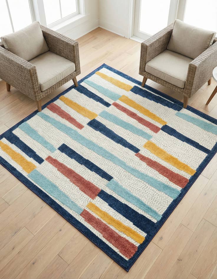 Detail image of 5' 3 x 5' 3 Washable Belize Indoor / Outdoor Square Rug