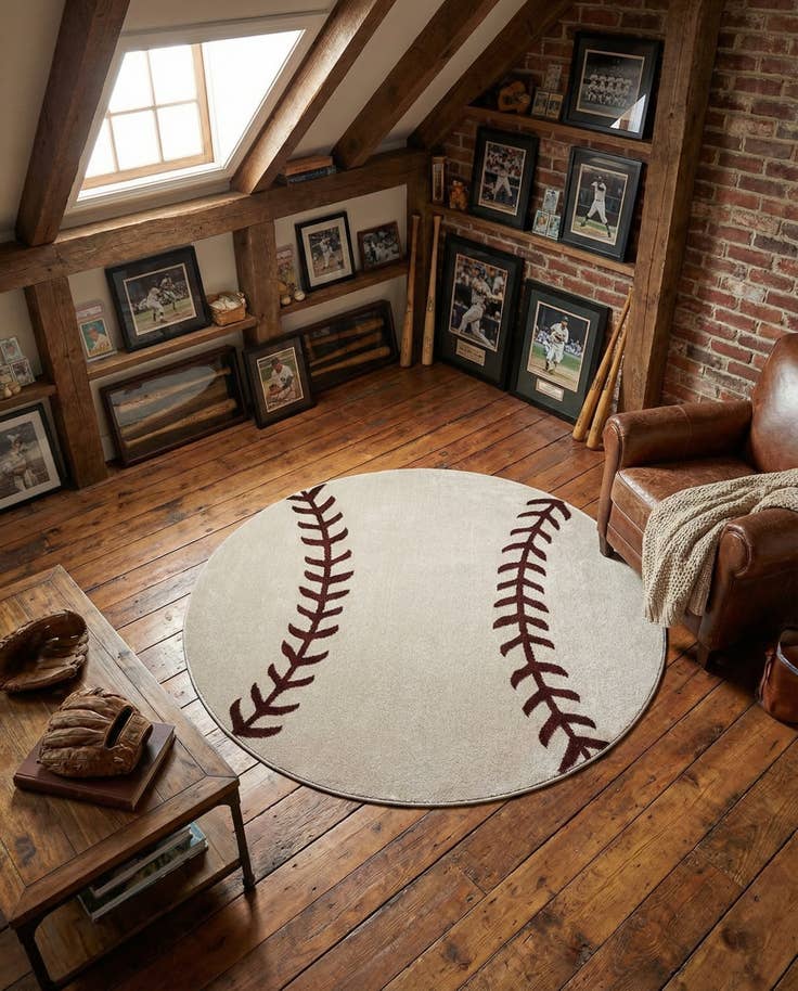 Detail image of 5' 3 x 5' 3 Sports Washable Round Rug