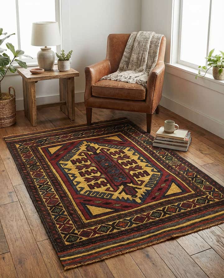 3' 1 x 4' 4 Hand Knotted Sumak Wool Rug