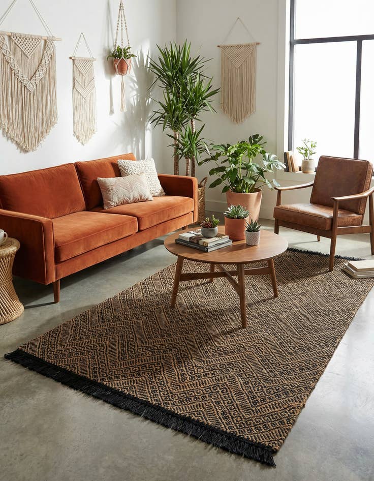 Detail image of 5' 1 x 8'  Hand Braided Jute Rug