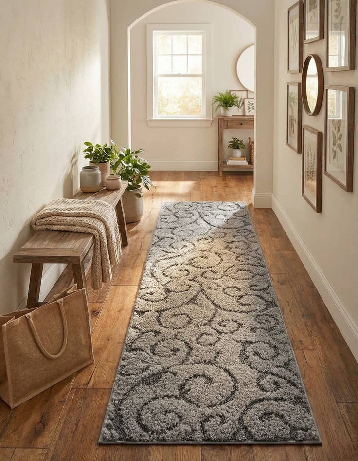 Detail image of 2' 7 x 10' Floral Shag Runner Rug