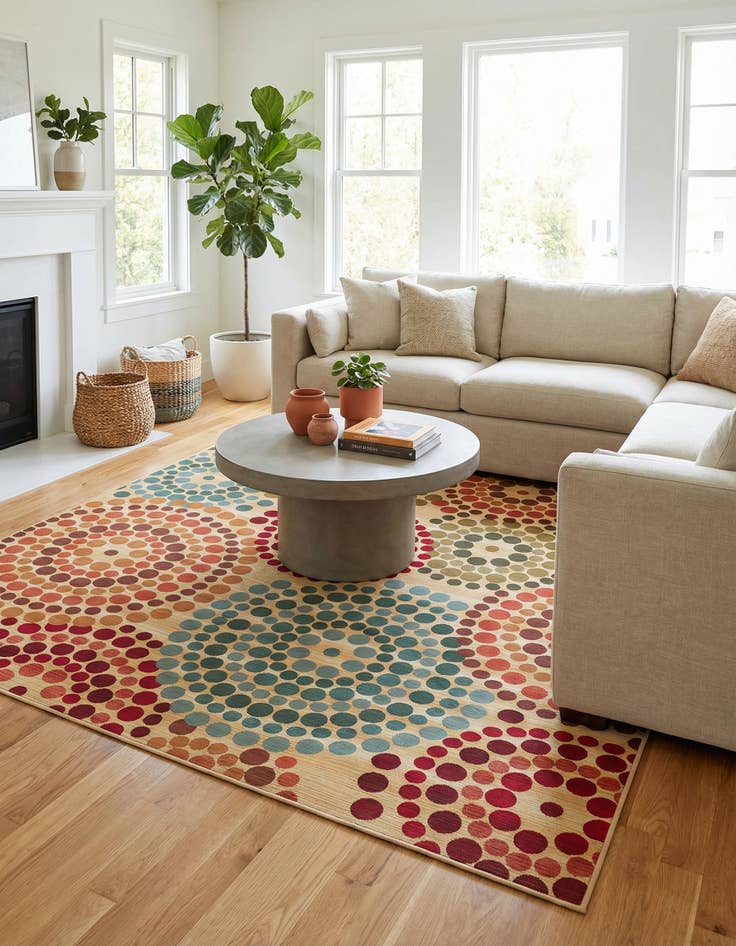 Detail image of 10' x 10'  Washable Modern Indoor / Outdoor Square Rug