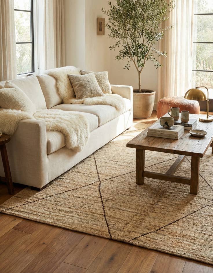 Detail image of 4' 10 x 5' 8 Hand Knotted Moroccan Wool Rug