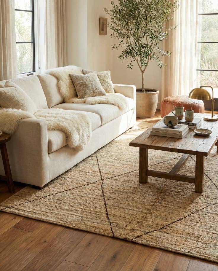 Detail image of 4' 10 x 5' 8 Hand Knotted Moroccan Wool Rug