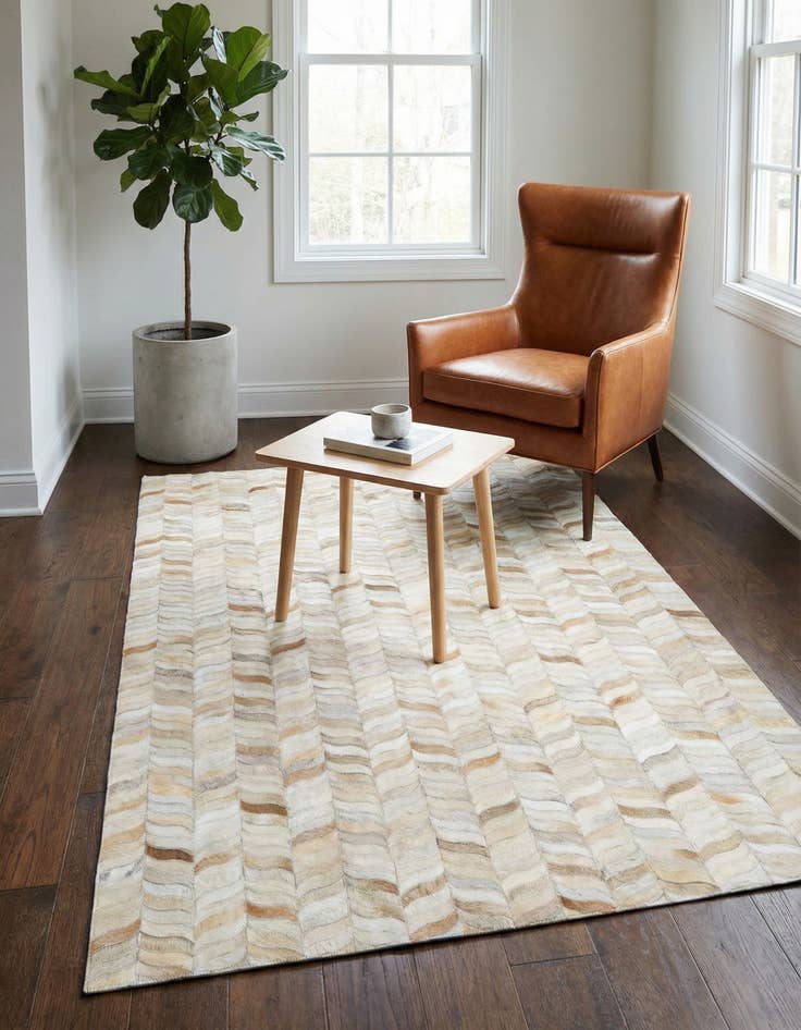 Detail image of 3' 11 x 5' 10 Cowhide Stocks Rug