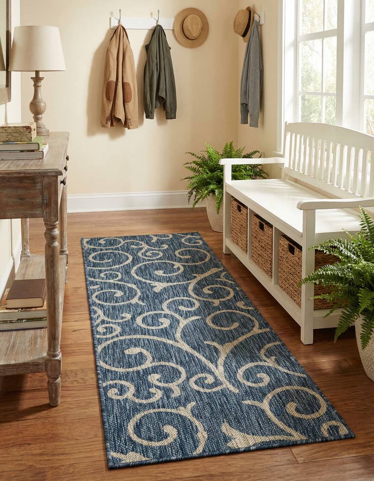 Detail image of 2' x 6' Washable Botanical Indoor / Outdoor Runner Rug