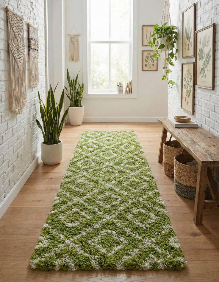 Detail image of 2' 7 x 10' Trellis Shag Runner Rug