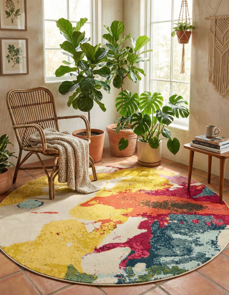 Detail image of 6' x 6' Washable Hyacinth Round Rug