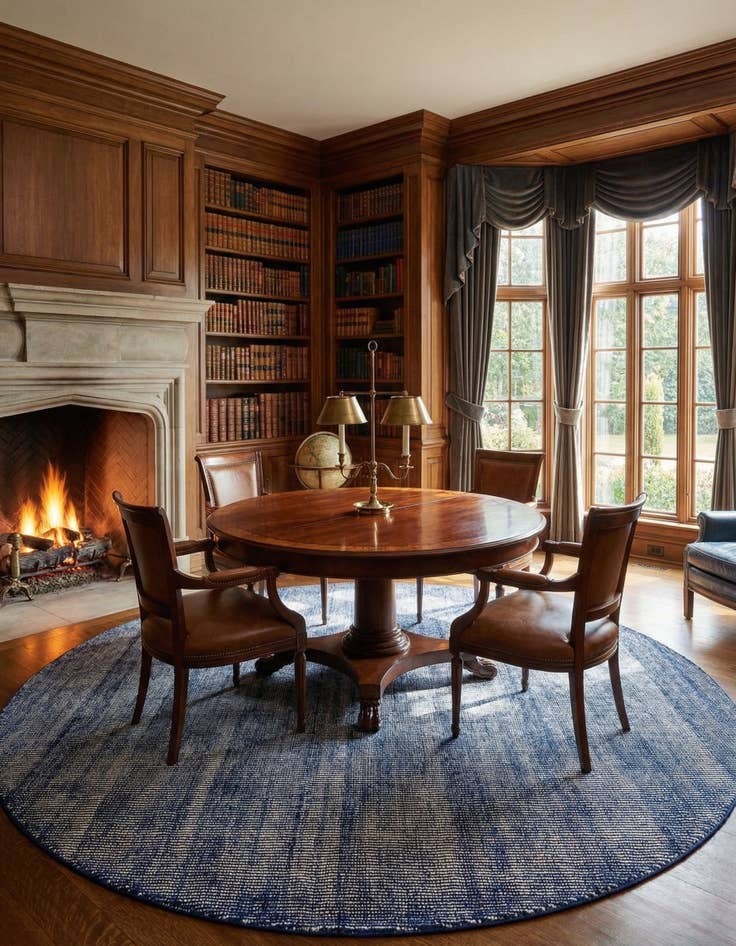 Detail image of 6' 11 x 6' 11  Hand Woven Jill Zarin English Manor Farmhouse Wool Round Rug