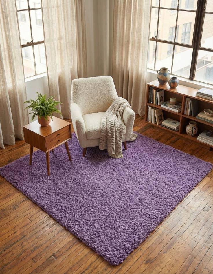 Detail image of 7' 10 x 7' 10 Solid Shag Square Rug