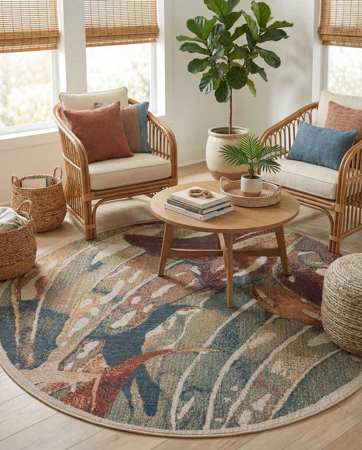 6' x 6' Easy-Clean Baja Indoor / Outdoor Round Rug