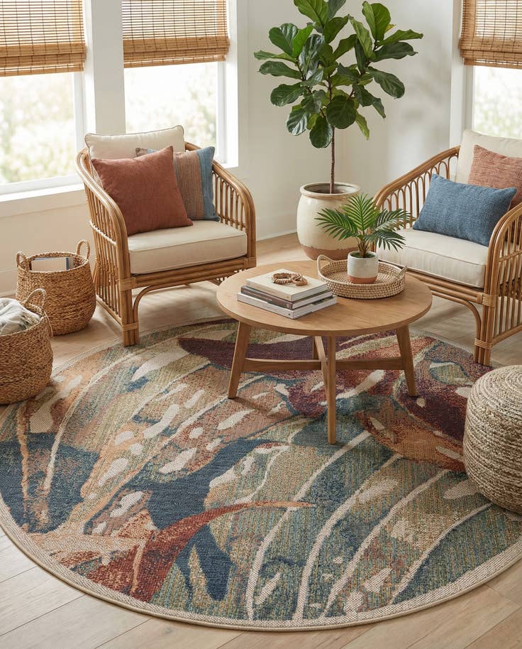 Detail image of 6' x 6' Easy-Clean Baja Indoor / Outdoor Round Rug