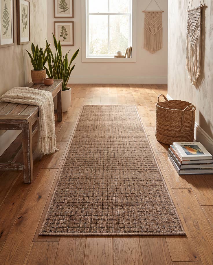 Detail image of 2' x 6' Easy-Clean Checkered Indoor / Outdoor Runner Rug