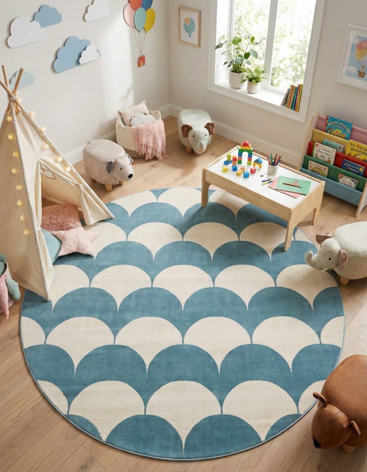Detail image of 7' 10 x 7' 10 Whimsy Kids Round Rug