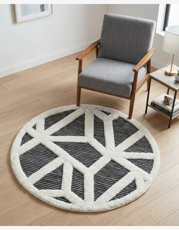 Gray Prismatic Round Rug