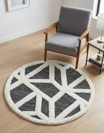 Gray Prismatic Round Rug