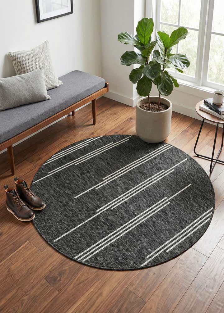 4' x 4' Easy-Clean Modern Indoor / Outdoor Round Rug