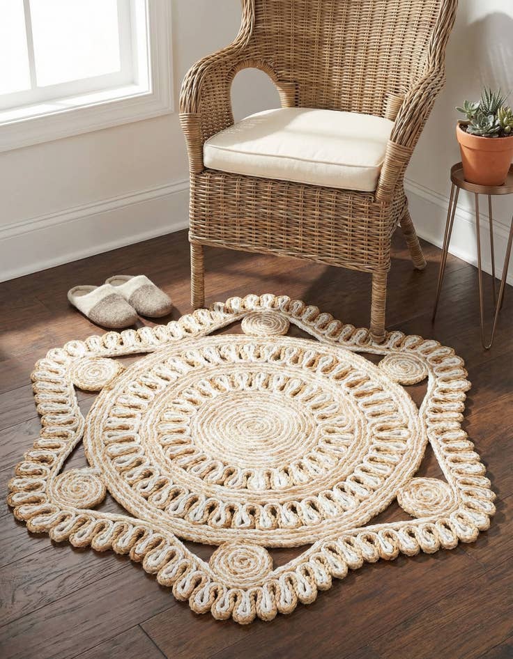 Detail image of 3' 1 x 3' 1 Handmade Braided Jute Round Rug