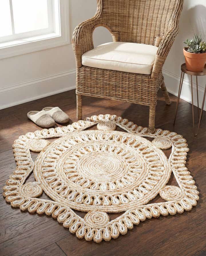 3' 1 x 3' 1 Handmade Braided Jute Round Rug