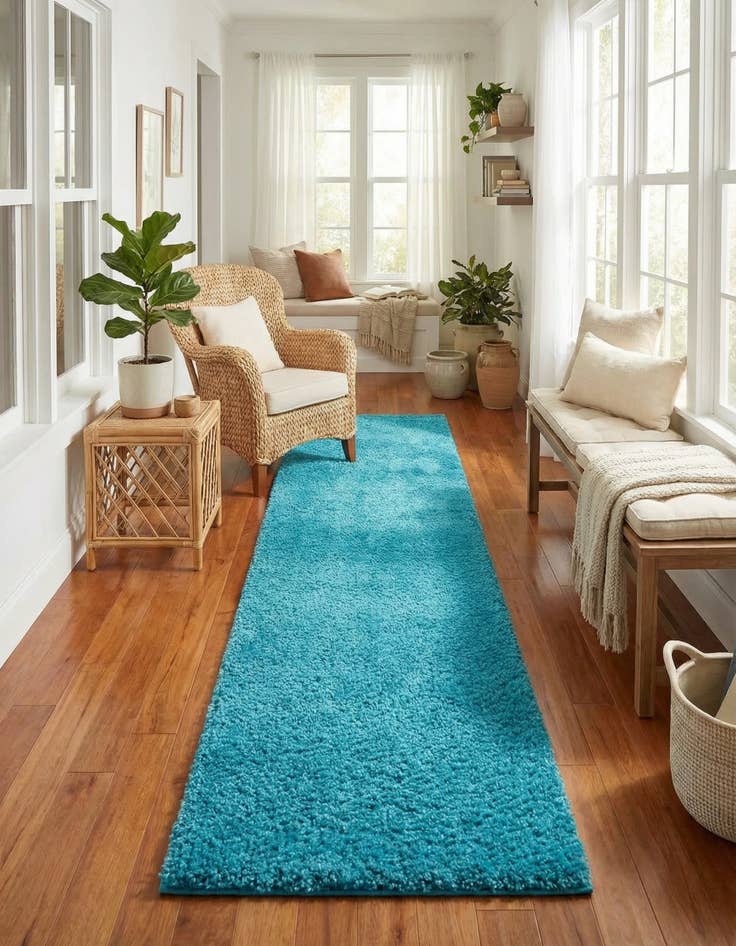 Detail image of  2' 7 x 13' Solid Shag Runner Rug