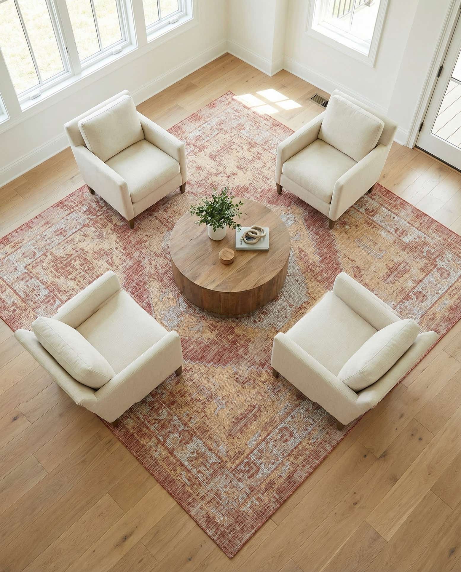 10' x 10' Easy-Clean Traditional Indoor / Outdoor Square Rug