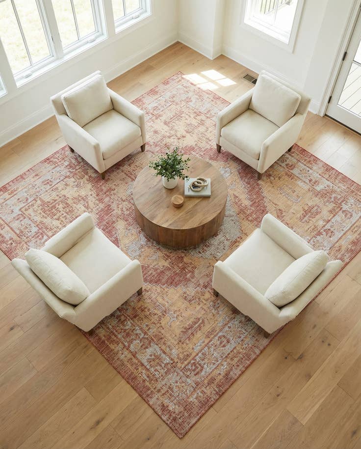 Detail image of 10' x 10' Easy-Clean Traditional Indoor / Outdoor Square Rug