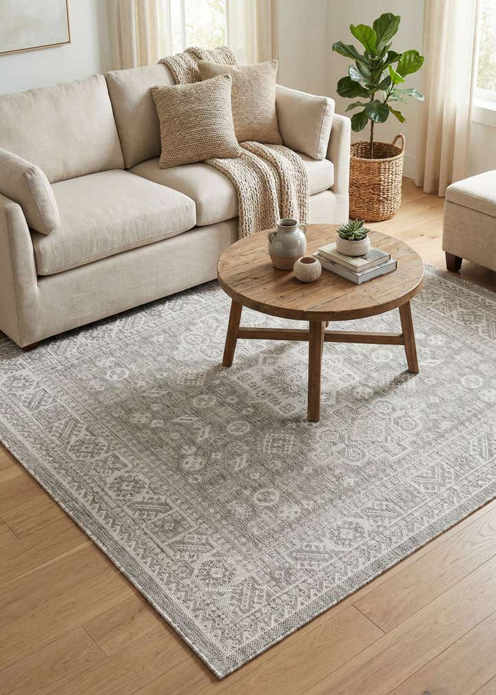 6' x 6' Easy-Clean Aztec Indoor / Outdoor Square Rug