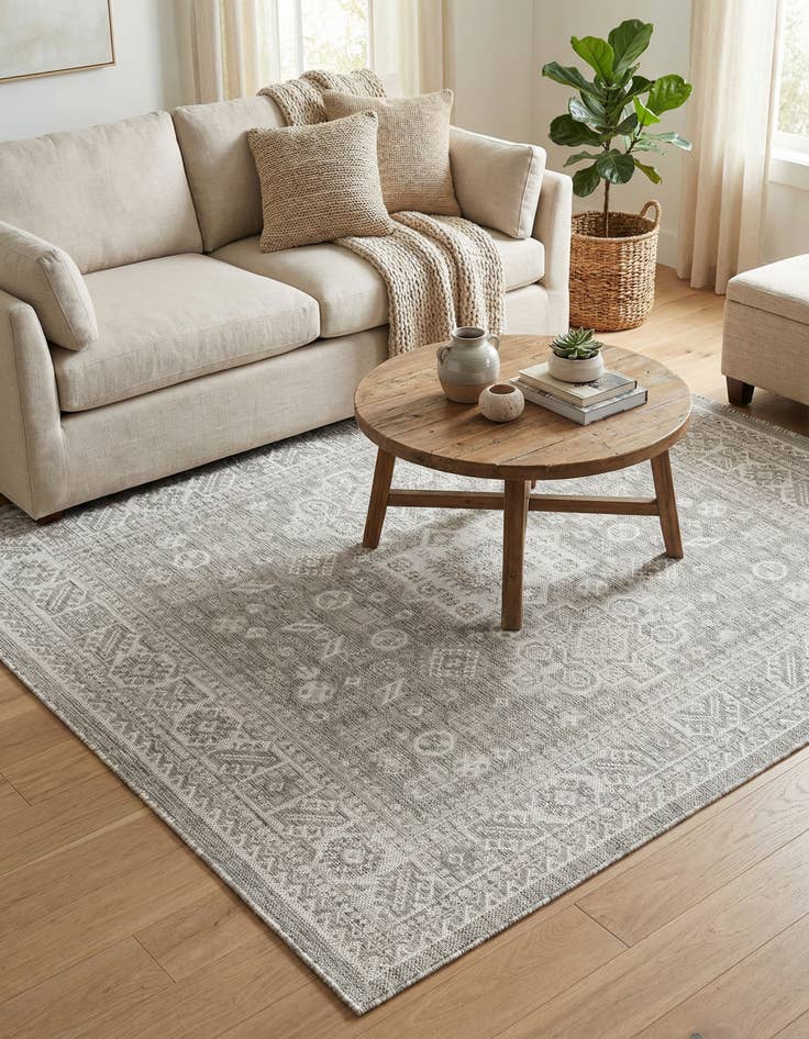 Detail image of 6' x 6' Easy-Clean Aztec Indoor / Outdoor Square Rug