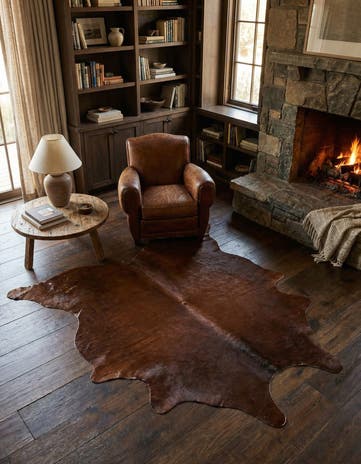 6' 1 x 6' 5 Cowhide Leather Square Rug