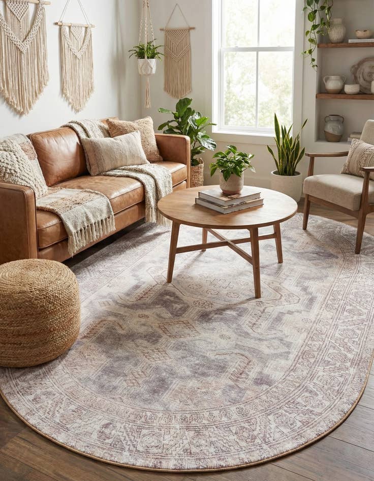 Detail image of 7' 6 x 10' 6 Washable Timeless Oval Rug