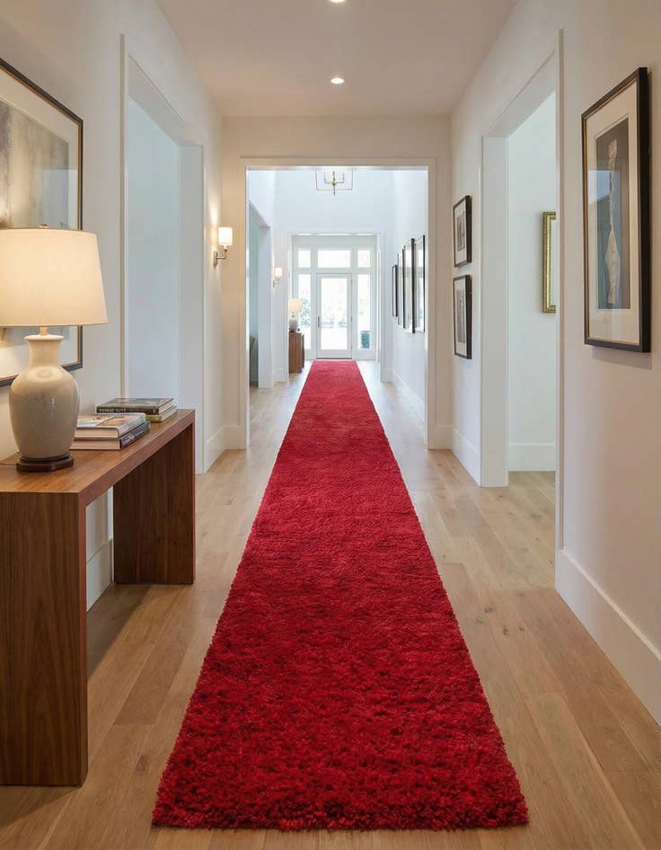 Detail image of 2' 7 x 19' 8 Solid Shag Runner Rug