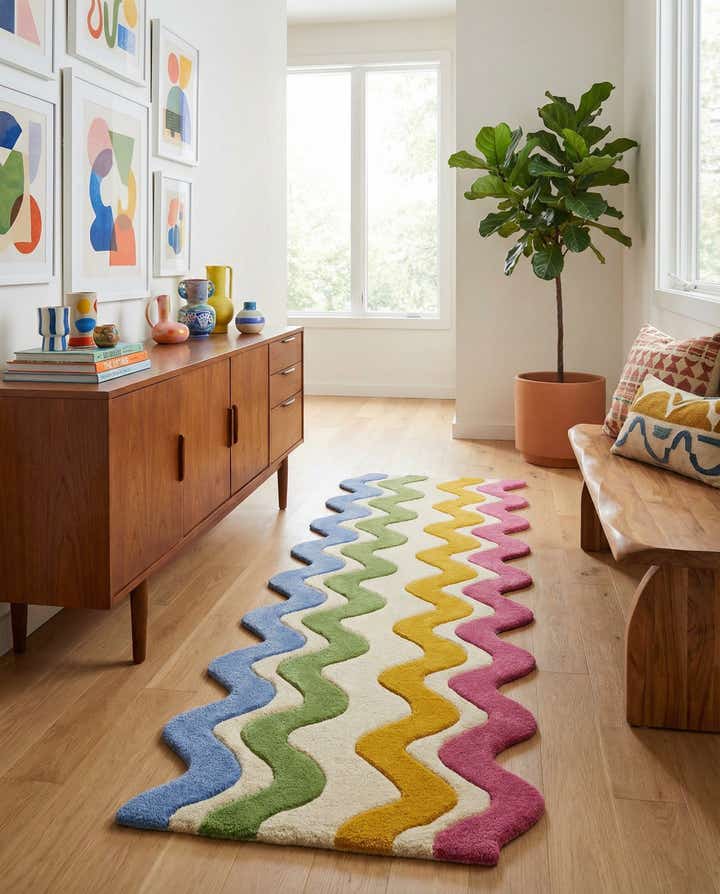 2' x 6' Happy Rugs Wavy Wool Runner