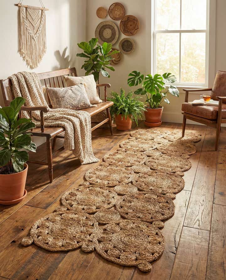 2' 7 x 8' Braided Jute Runner Rug
