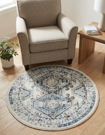 Ivory Aqua Charlotte Round Rug