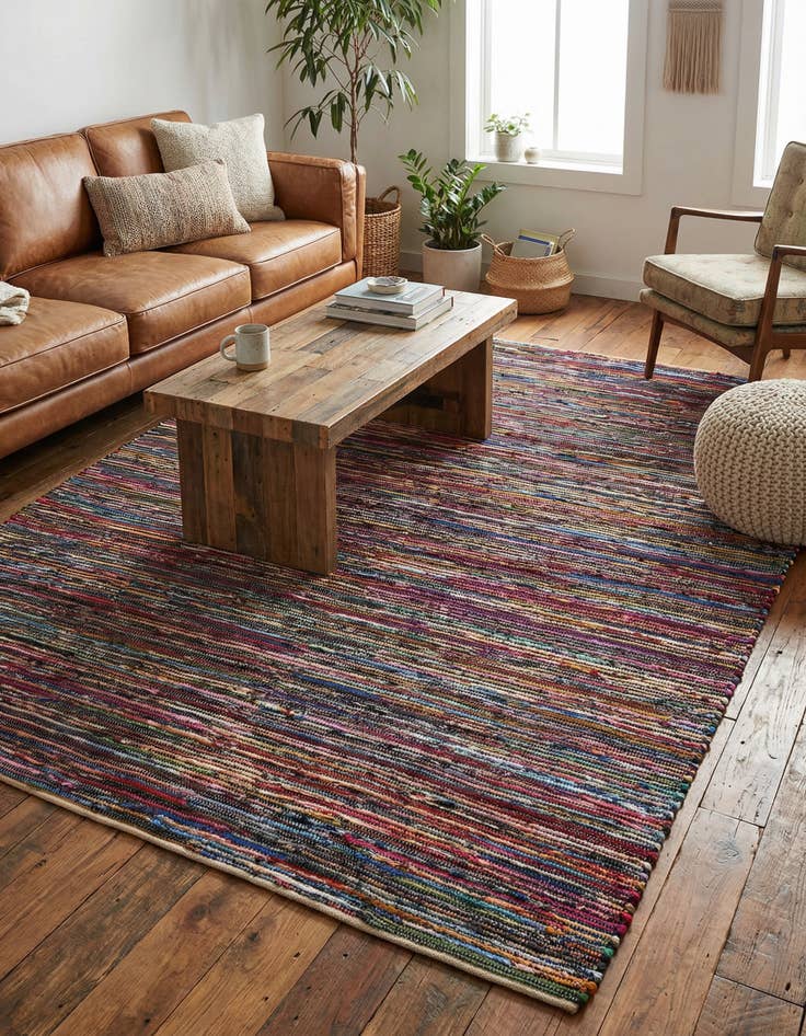 Detail image of 7' 10 x 10'  Hand Woven Chindi Cotton Rug