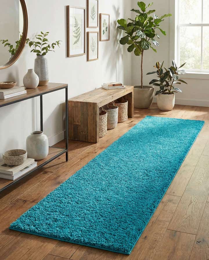 2' 7 x 12' Solid Shag Runner Rug
