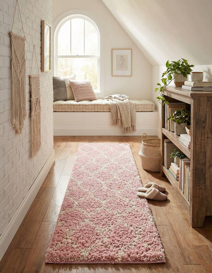 Detail image of 2' x 8' Trellis Shag Runner Rug