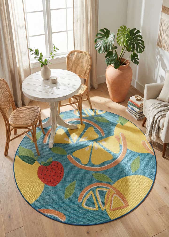 7' 10 x 7' 10 Easy-Clean Baja Indoor / Outdoor Round Rug