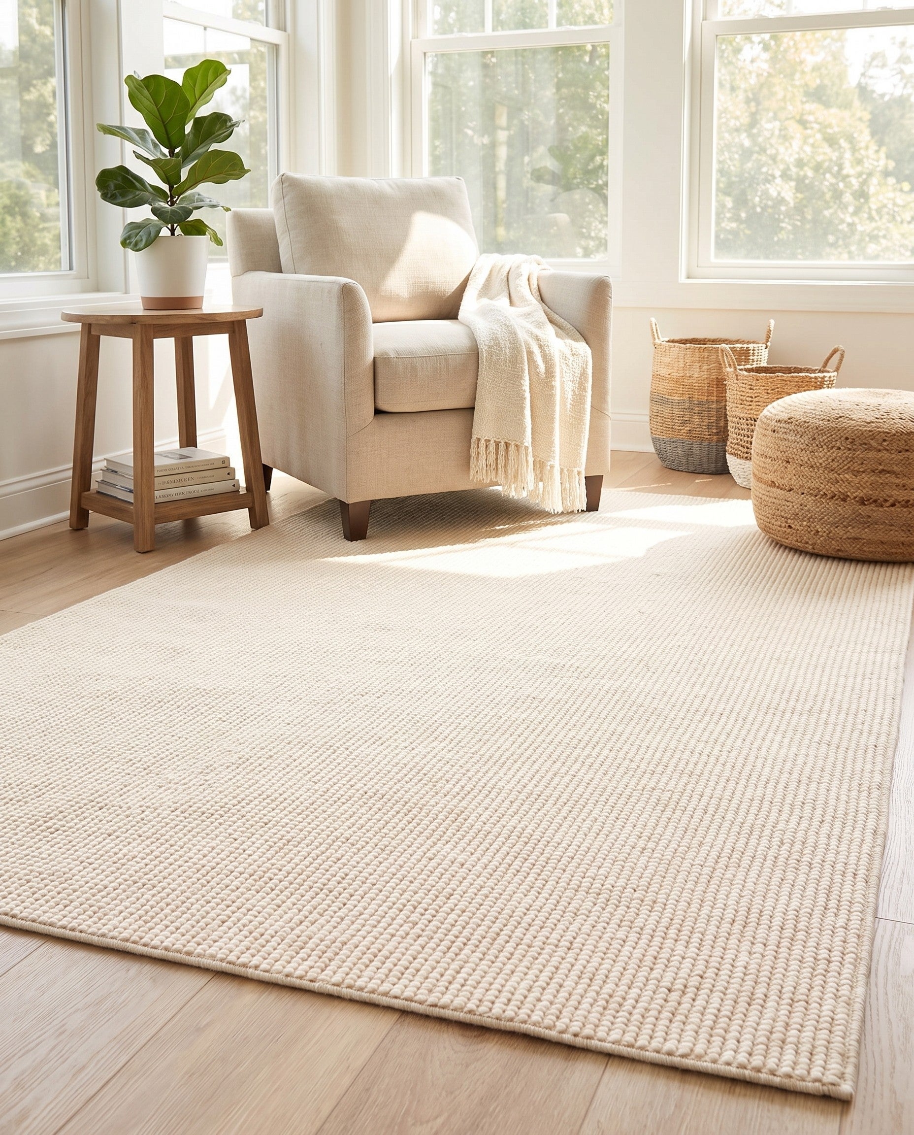 6' x 9' Monochromatic Bouclee Rug