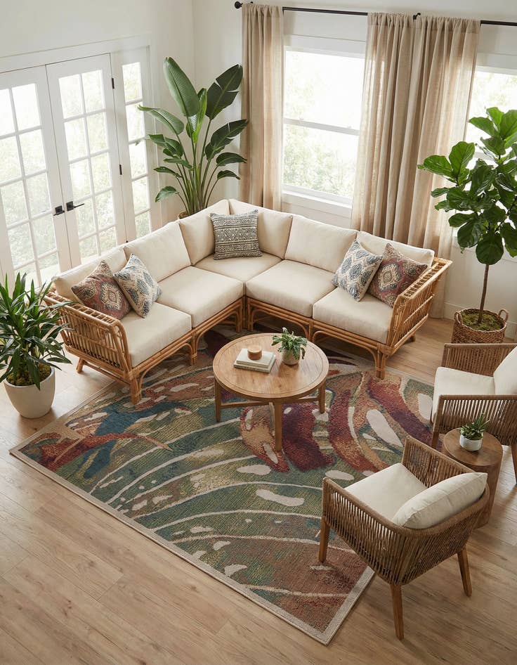 Detail image of 7' 10 x 7' 10 Washable Baja Indoor / Outdoor Square Rug