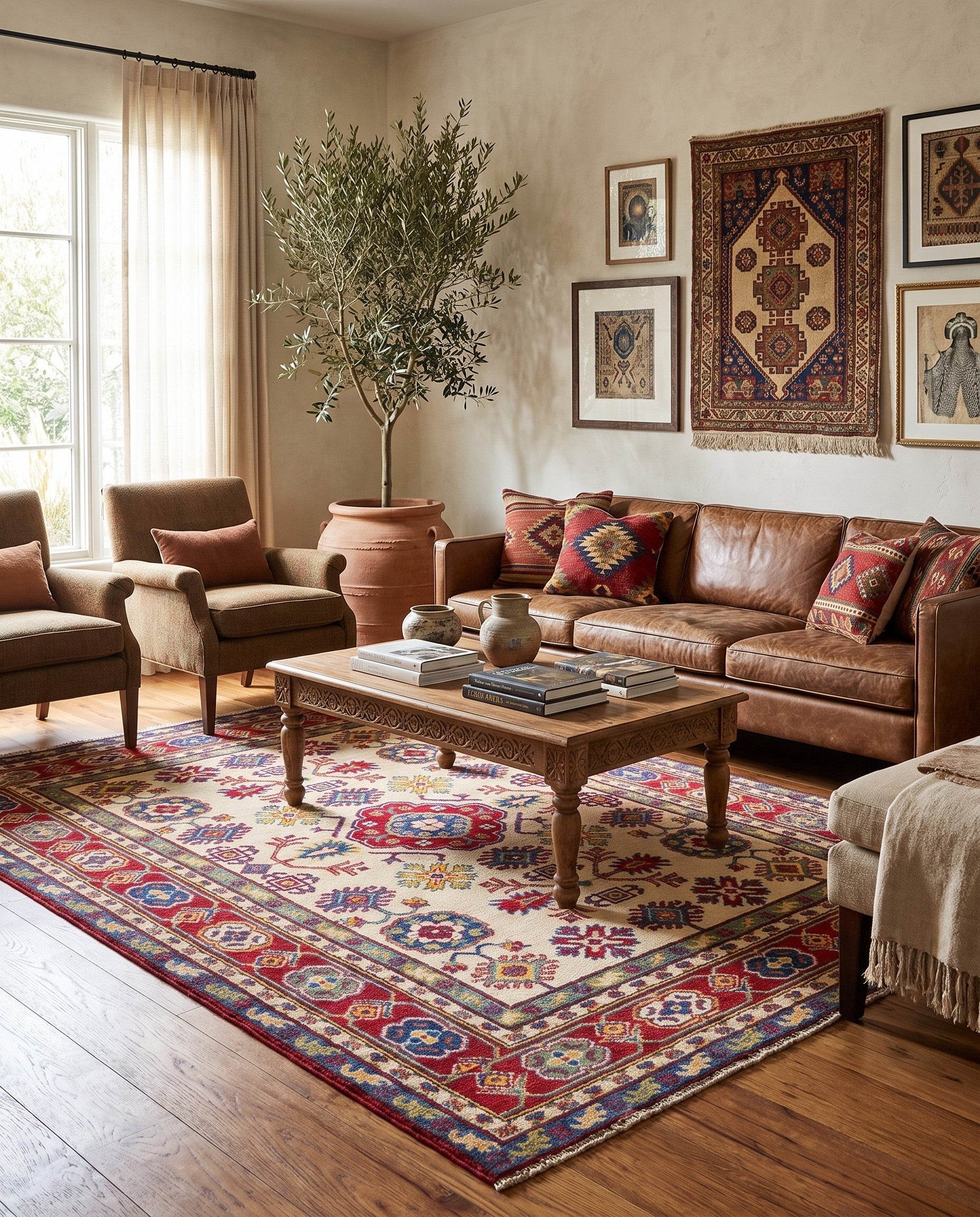 155cm x 215cm Hand Knotted Kazak Rug