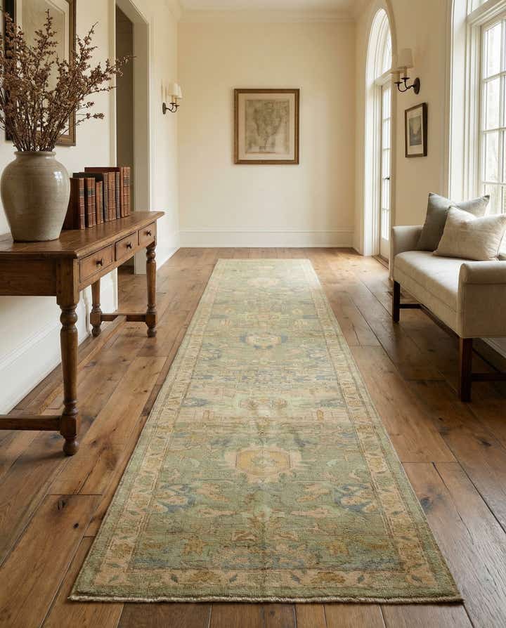 2' 10 x 14' 9 Hand Knotted Oushak Wool Runner Rug